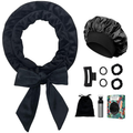 Heatless Curling Set in Black, the full set with bonnet, clip and pouch