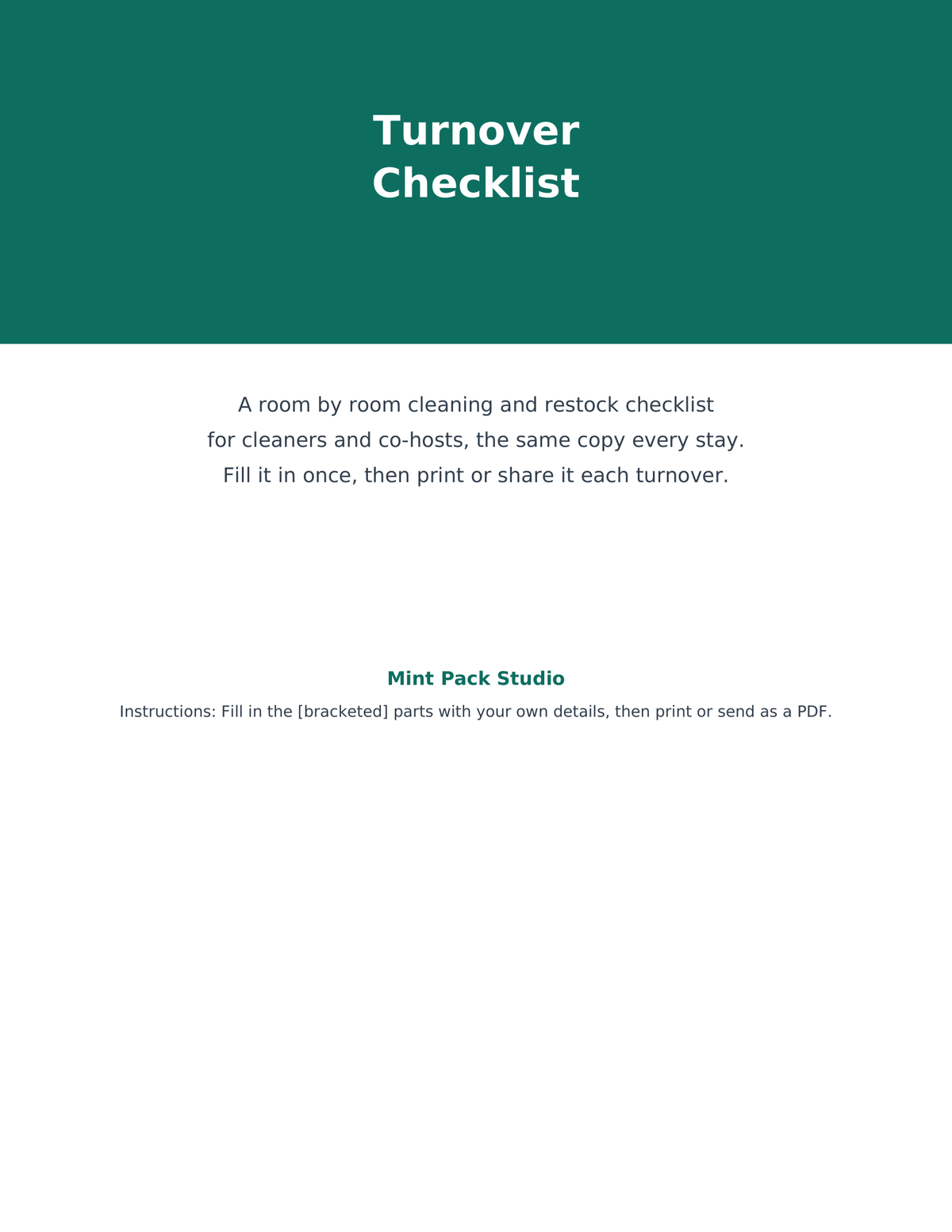 Airbnb Turnover Checklist