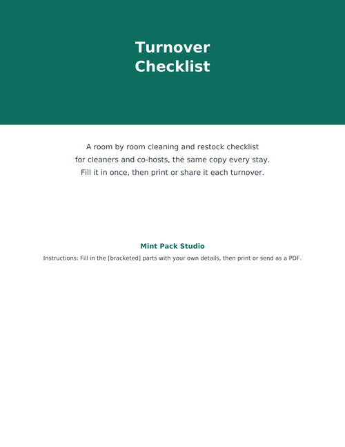 Airbnb Turnover Checklist